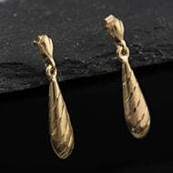 Pre-Owned Yellow Gold 27mm Tear Drop Patterned Dropper Earrings 41174498