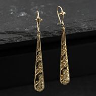 Pre-Owned Yellow Gold 52mm Tear Drop Patterned Dropper Earrings 41174499