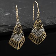 Pre-Owned Two Colour Gold 43mm Flexible Fan Shaped Dropper Earrings 41174500