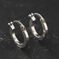 Pre-Owned 9ct White Gold 14mm Plain Hoop Earrings 41174504