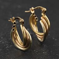 Pre-Owned Three Colour Gold 17mm Twist Hoop Earrings 41174505