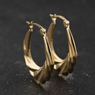 Pre-Owned Yellow Gold 25mm Patterned Creole Earrings 41174510