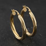 Pre-Owned 9ct Yellow Gold 27mm Twist Hoop Earrings 41174512