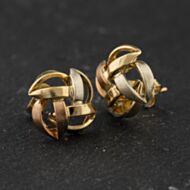 Pre-Owned 9ct Three Colour Gold 13mm Knot Stud Earrings 41174518