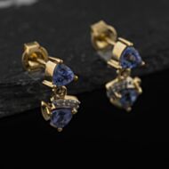 Pre-Owned 9ct Yellow Gold Tanzanite & 0.05ct Diamond 15mm Dropper Earrings 41174524