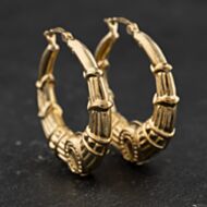 Pre-Owned 9ct Yellow Gold 32mm Large Horse Shoe Patterned Creole Earrings 41174544
