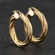 Pre-Owned 9ct Yellow Gold 29.5mm Large Twist Hoop Earrings 41174547