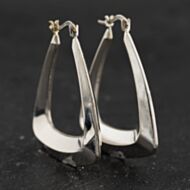 Pre-Owned 9ct White Gold 32mm Large Plain Oblong Hoop Earrings 41174549