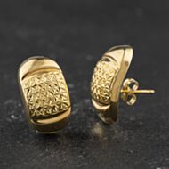 Pre-Owned Yellow Gold 17.5mm Diamond Cut Patterned Stud Earrings 41174557