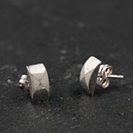Pre-Owned White Gold 7.7mm Brushed And Polish Finish Stud Earrings 41174561