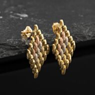 Pre-Owned 9ct Three Colour Gold 21mm Chainlink Dropper Earrings 41174563