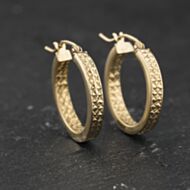 Pre-Owned Yellow Gold 20mm Patterned Hoop Earrings 41174573