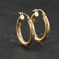 Pre-Owned Yellow Gold 23mm Patterned Hoop Earrings 41174575