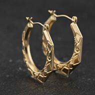 Pre-Owned Yellow Gold 25mm Patterned Creole Earrings 41174593