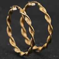 Pre-Owned 9ct Yellow Gold 37mm Twist Hoop Earrings 41174598