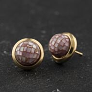 Pre-Owned Yellow Gold 10mm Mother Of Pearl Set Button Stud Earrings 41174611
