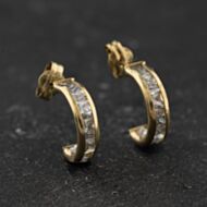 Pre-Owned Yellow Gold 12mm Cubic Zirconia Set Half Hoop Earrings 41174614