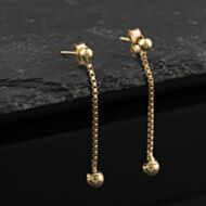 Pre-Owned Yellow Gold 32mm Box Chain & Ball Dropper Earrings 41174618
