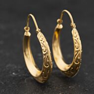 Pre-Owned Yellow Gold Patterned Creole Earrings 41174625