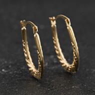 Pre-Owned Yellow Gold Oval Patterned Creole Earrings 41174627