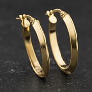 Pre-Owned Yellow Gold Plain Oval Hoop Earrings 41174630