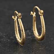 Pre-Owned Yellow Gold Oval Patterned Creole Earrings 41174638