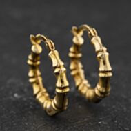 Pre-Owned Yellow Gold Bamboo Hoop Earrings 41174640