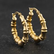 Pre-Owned 9ct Yellow Gold Bamboo Creole Earrings 41174649