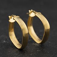 Pre-Owned Yellow Gold Striped Square Hoop Earrings 41174651