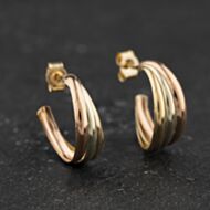 Pre-Owned Three Colour Gold Hoop Earrings 41174653