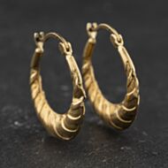 Pre-Owned 9ct Yellow Gold 22mm Patterned Hoop Earrings 41174657