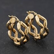Pre-Owned 9ct Yellow Gold 22mm Two Row Wave Hoop Earrings 41174658