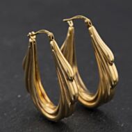 Pre-Owned 9ct Yellow Gold 34mm Patterned Creole Earrings 41174660
