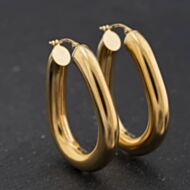 Pre-Owned 9ct Yellow Gold 38mm Plain Hoop Earrings 41174661