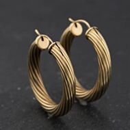 Pre-Owned 9ct Yellow Gold 30mm Twist Hoop Earrings 41174664