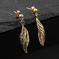 Pre-Owned Three Colour Gold 30mm Twist Dropper Earrings 41174666
