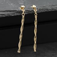 Pre-Owned Yellow Gold 53mm Long Bar Twist Dropper Earrings 41174667