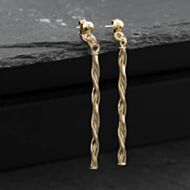 Pre-Owned Yellow Gold 52mm Long Bar Twist Dropper Earrings 41174668