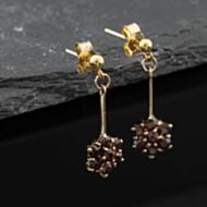 Pre-Owned Yellow Gold 25mm Garnet Cluster Dropper Earrings 41174671