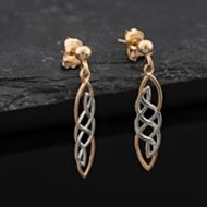 Pre-Owned Two Colour Gold 23mm Celtic Dropper Earrings 41174686