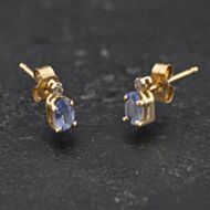 Pre-Owned Yellow Gold Tanzanite & Diamond Oval 5.5mm Stud Earrings 41174692