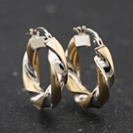 Pre-Owned Two Colour Gold 18mm Twist Hoop Earrings 41174693