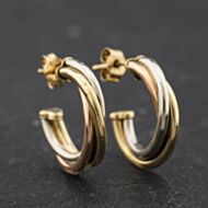 Pre-Owned Three Colour Gold 18mm Twist Half Hoop Earrings 41174696