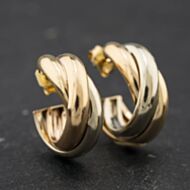 Pre-Owned 9ct Three Colour Gold 20mm Twist Half Hoop Earrings 41174697