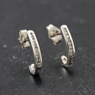 Pre-Owned White Gold 12.8mm Diamond Half Hoop Earrings 41174700