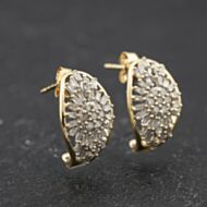 Pre-Owned 9ct Two Colour Gold 15mm Diamond Half Hoop Earrings 41174701