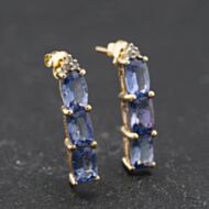 Pre-Owned Yellow Gold Tanzanite & Diamond 21mm Dropper Earrings 41174702