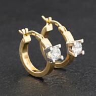 Pre-Owned Yellow Gold Diamond Single Stone Hoop Earrings 41174737