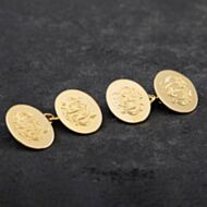 Pre-Owned Vintage 18ct Yellow Gold Oval Engraved Cufflinks 4119047