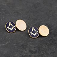 Pre-Owned Vintage 9ct Yellow Gold Enamel Oval Masonic Cufflinks 41191019